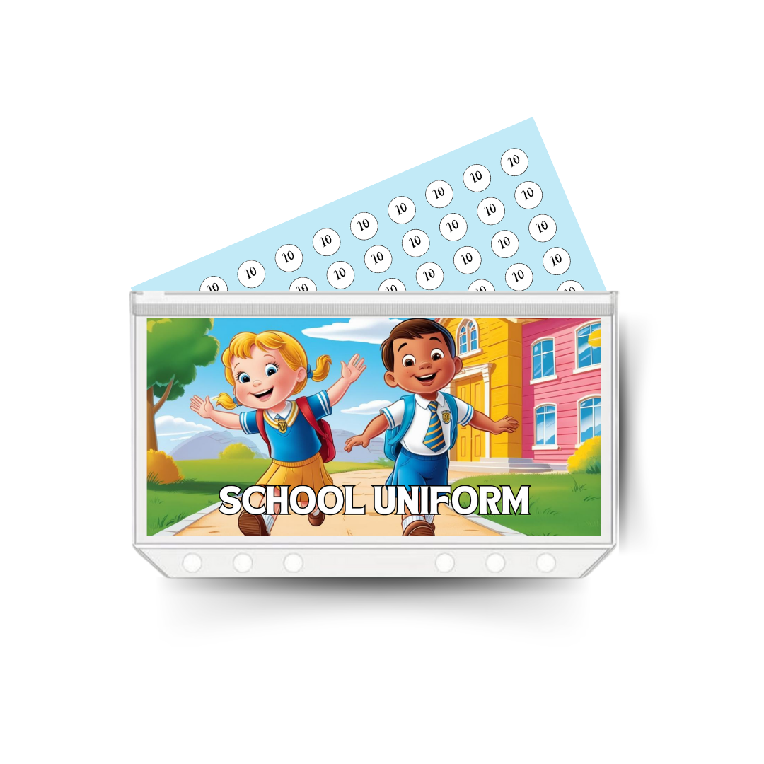 SCHOOL UNIFORM savings insert, tracker & twin pocket wallet A6