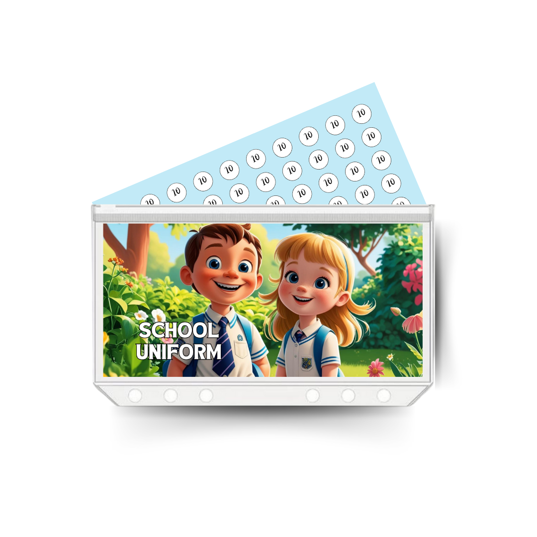 SCHOOL UNIFORM savings insert, tracker & twin pocket wallet A6