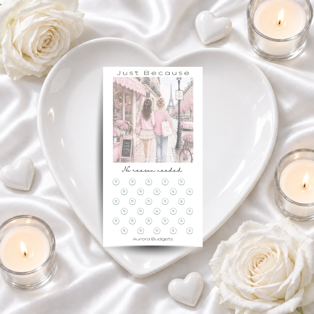 JUST BECAUSE savings challenge & luxe PP cash envelope