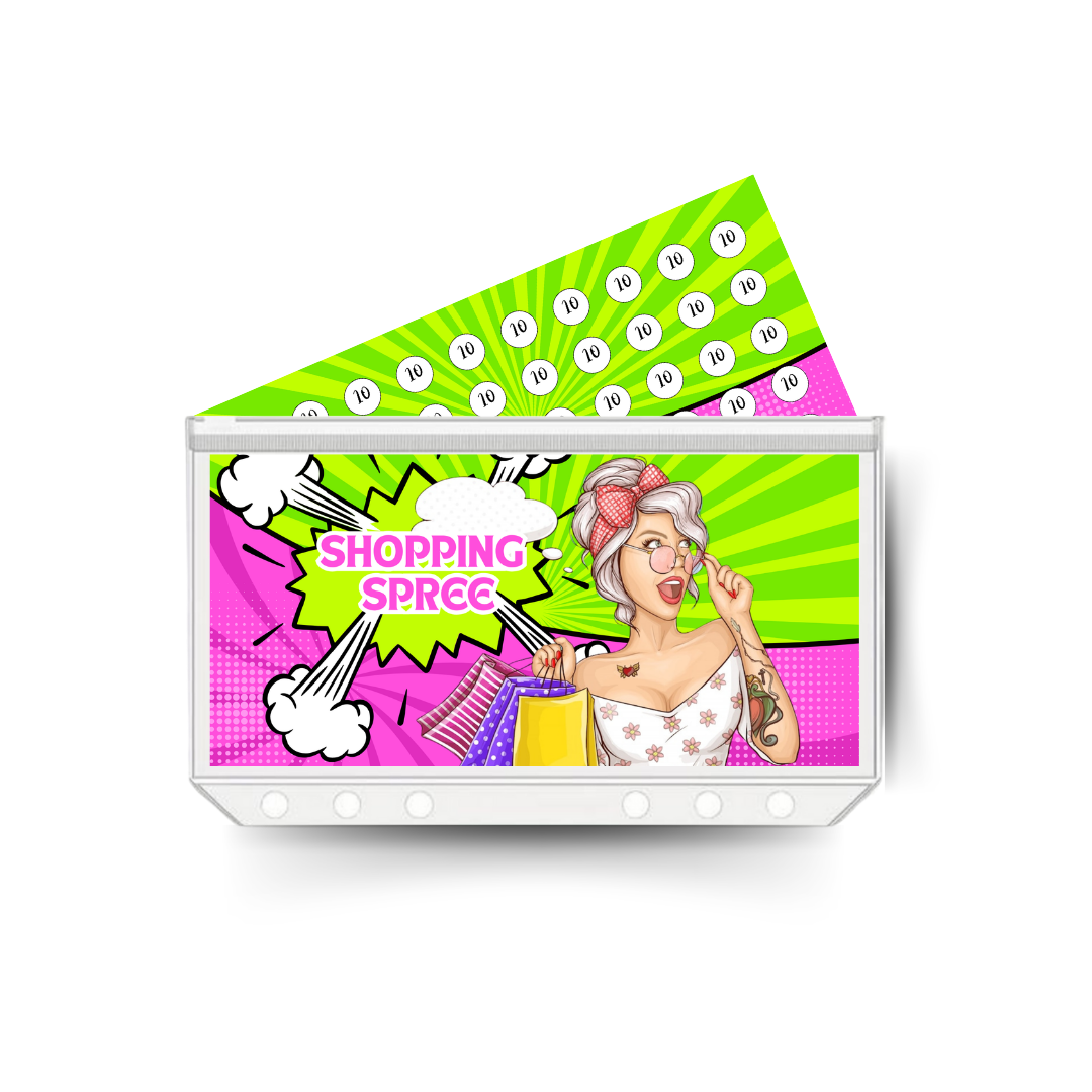 SHOPPING SPREE savings insert, tracker & twin pocket wallet A6