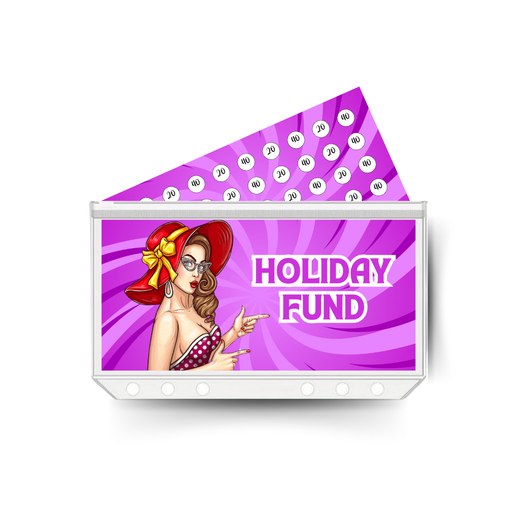 HOLIDAY FUND savings insert, tracker & twin pocket wallet A6