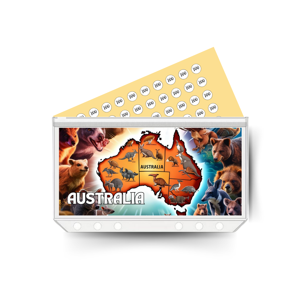 AUSTRALIA savings insert, tracker & twin pocket wallet A6