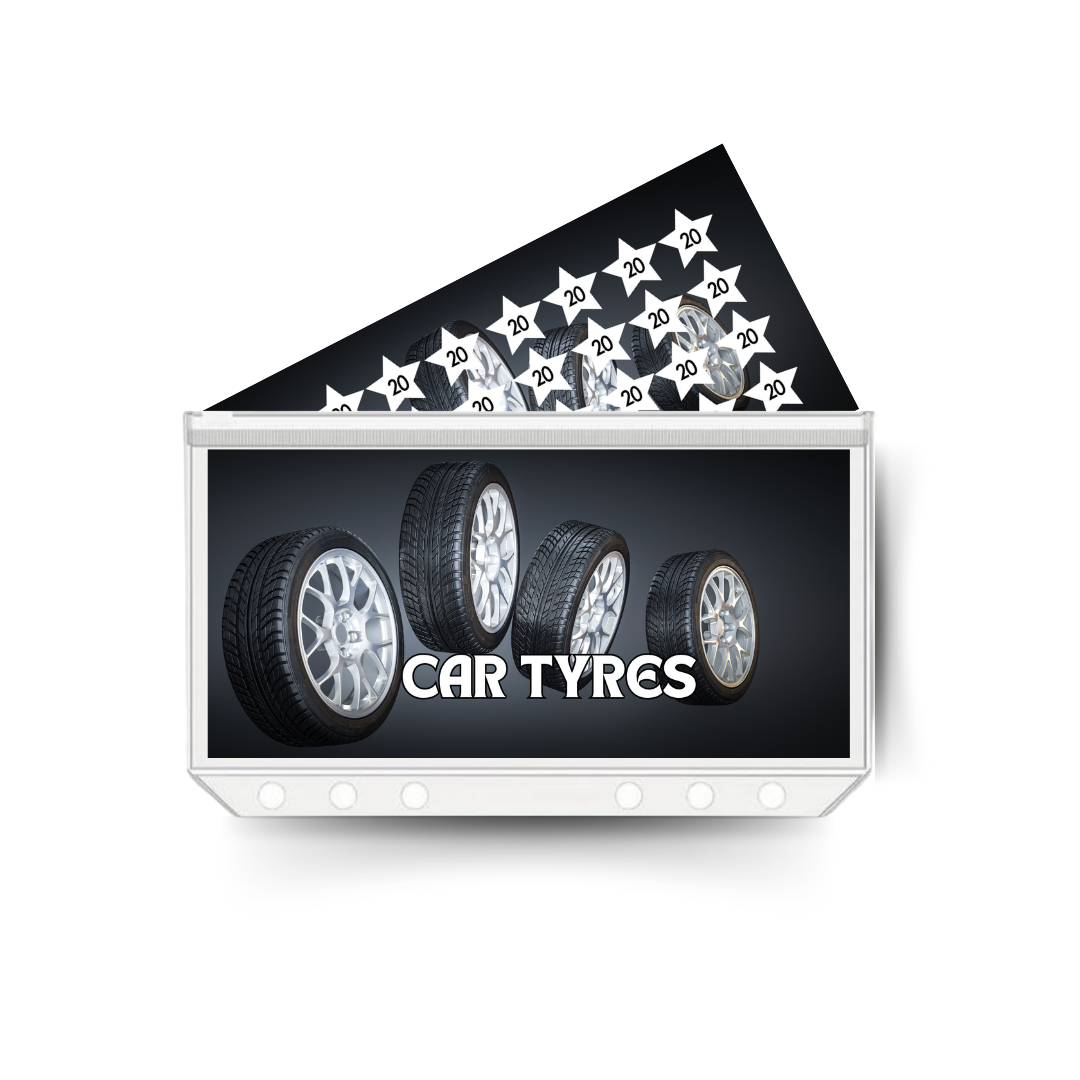 CAR TYRES insert, tracker & twin pocket wallet A6