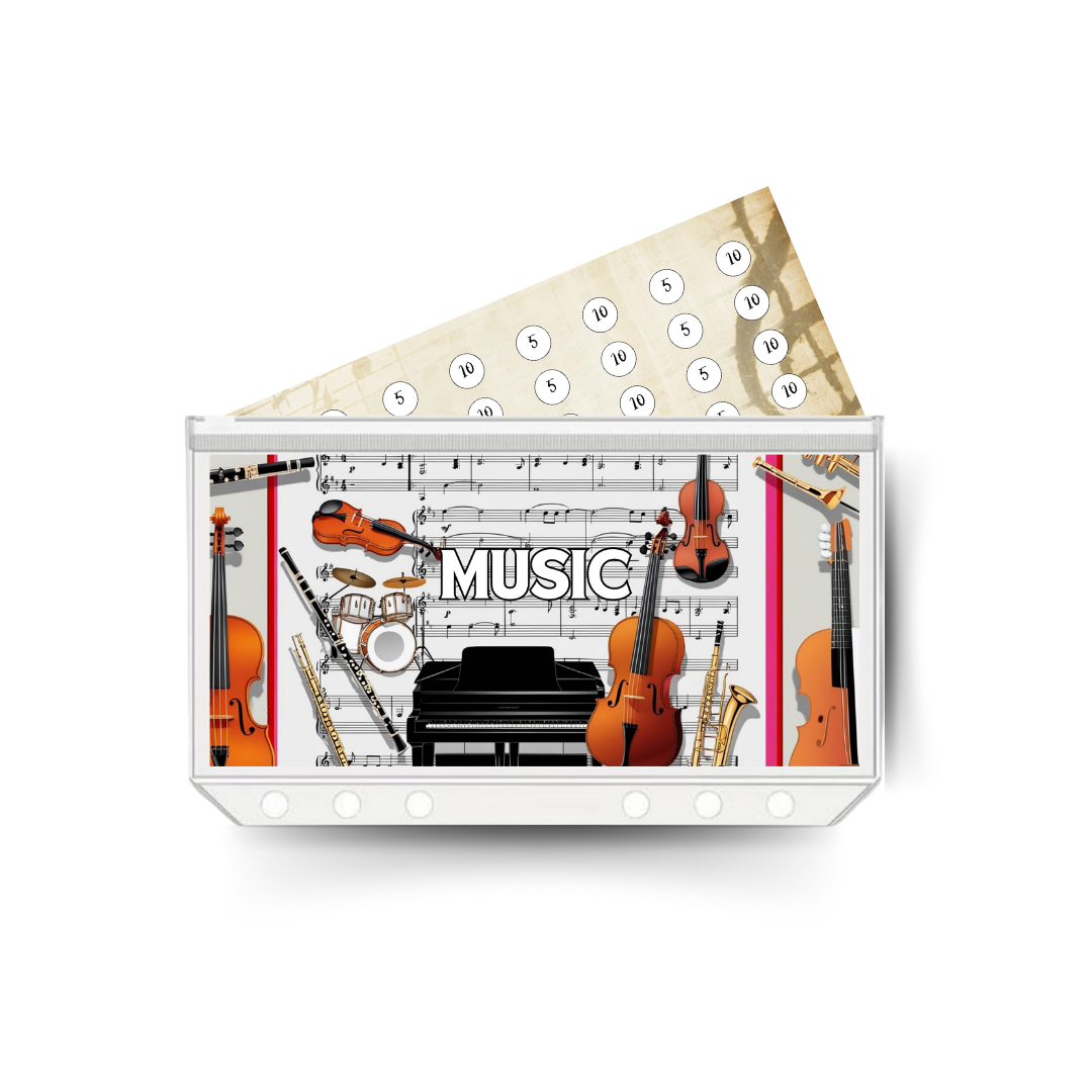 MUSIC savings insert, tracker & twin pocket wallet A6