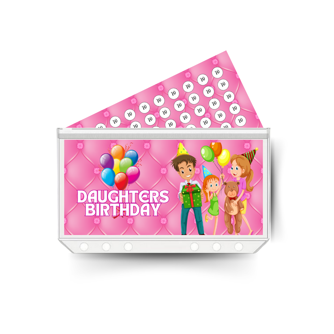 DAUGHTERS BIRTHDAY  savings insert, tracker & twin pocket wallet A6