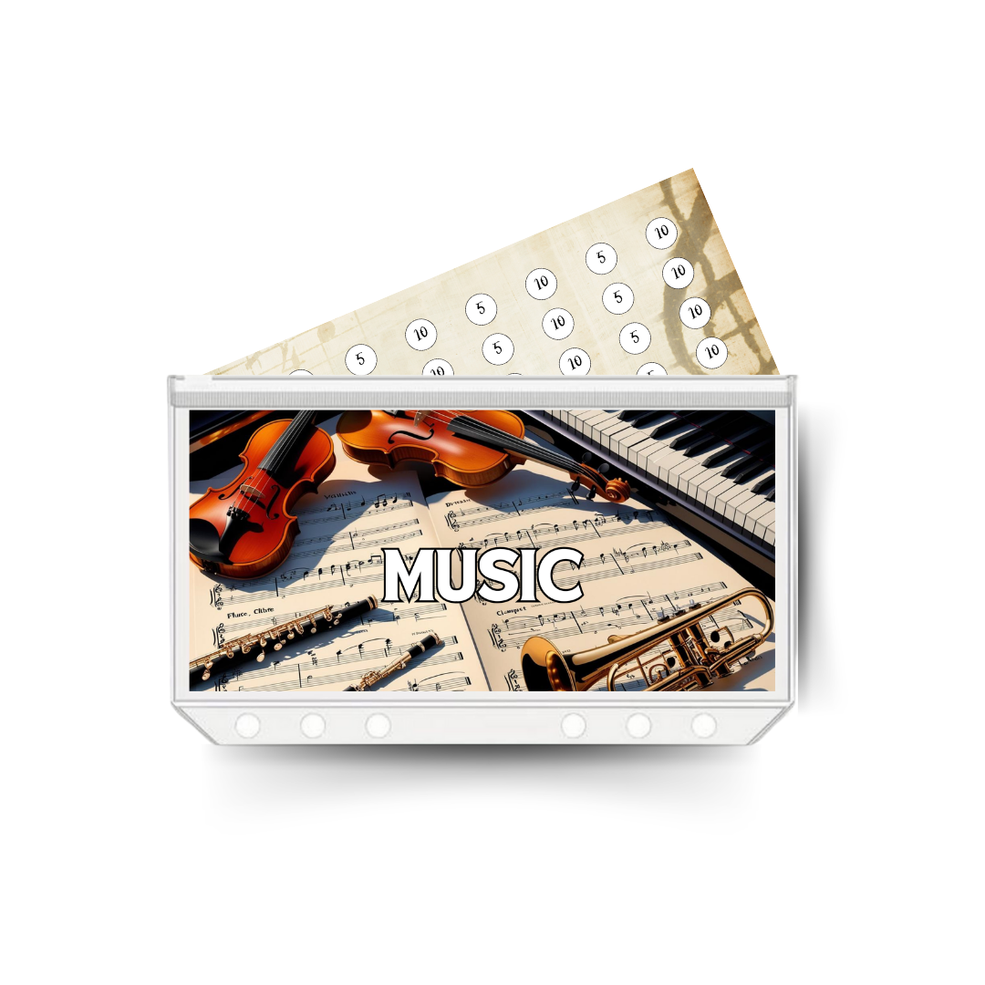 MUSIC savings insert, tracker & twin pocket wallet A6