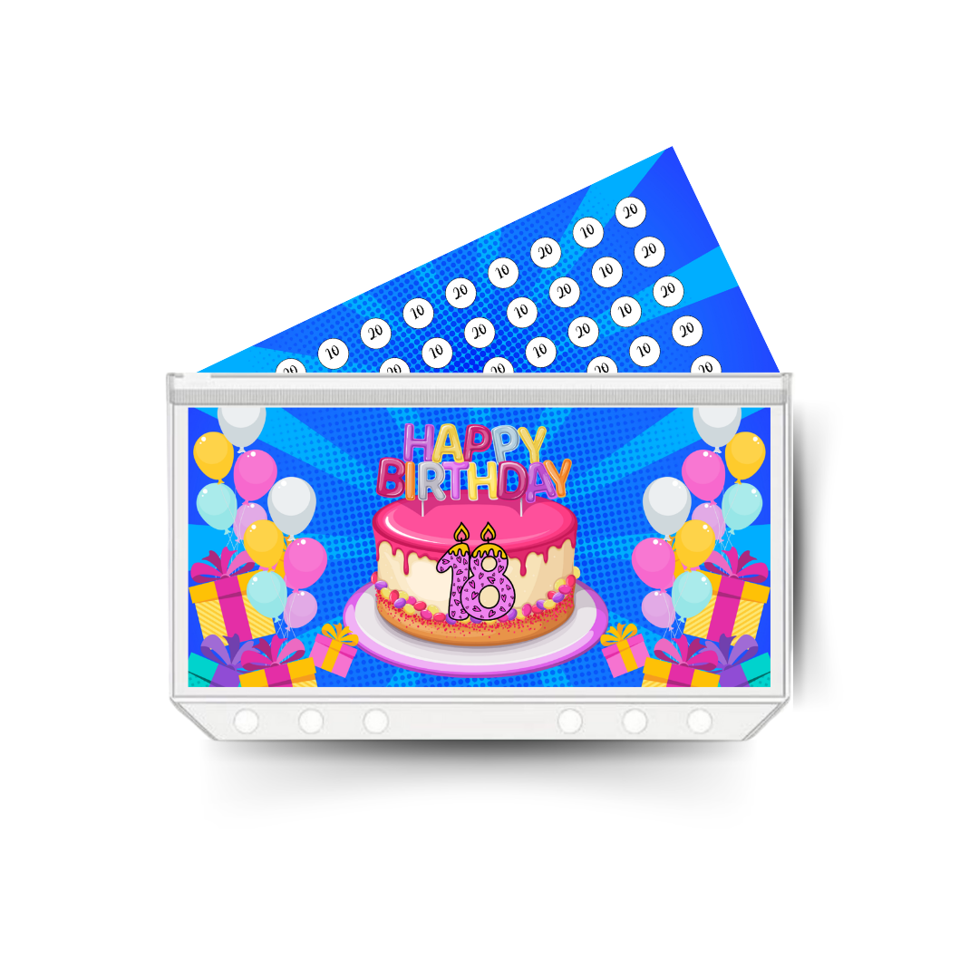 18TH BIRTHDAY insert, tracker & twin pocket wallet A6