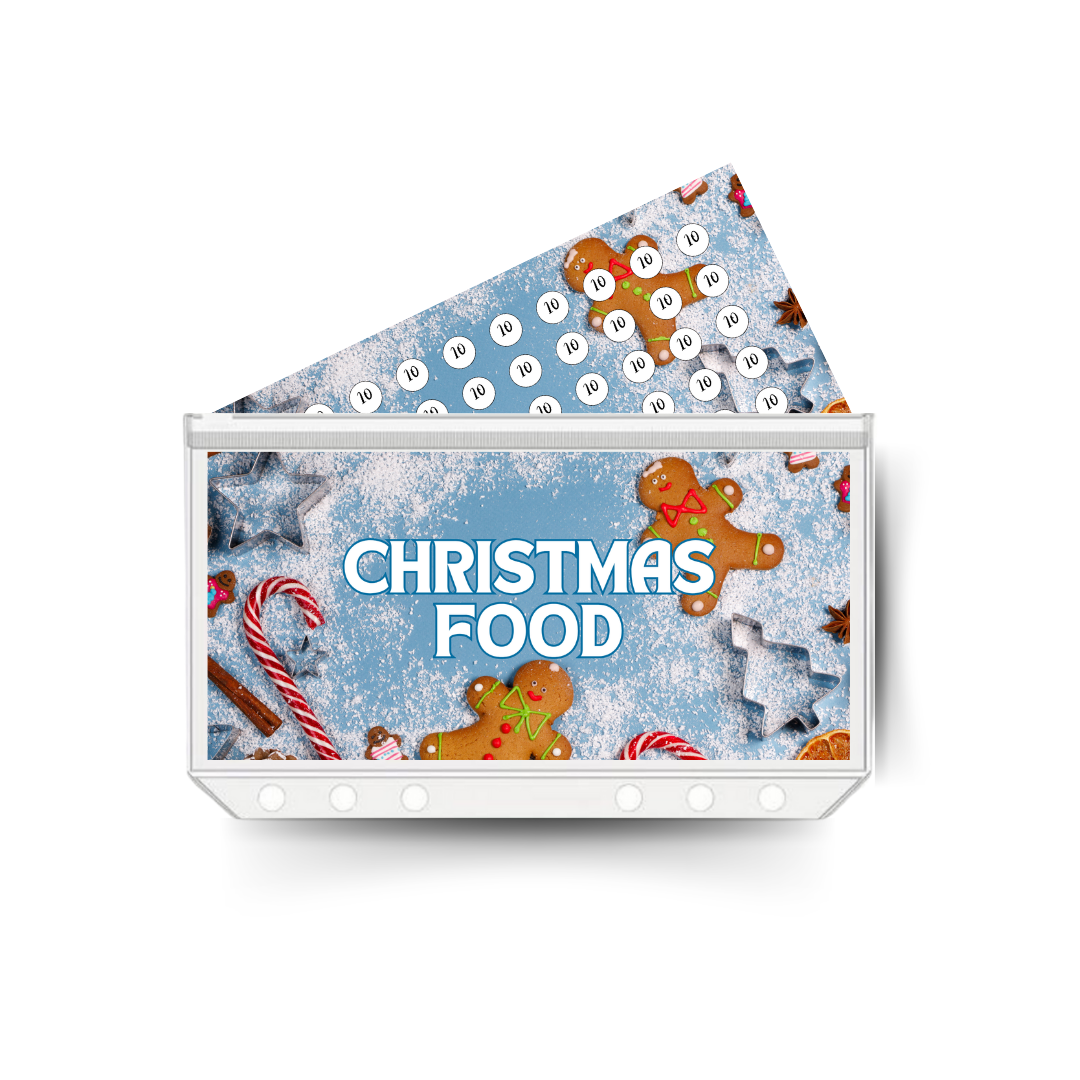 CHRISTMAS FOOD  savings insert, tracker & twin pocket wallet A6