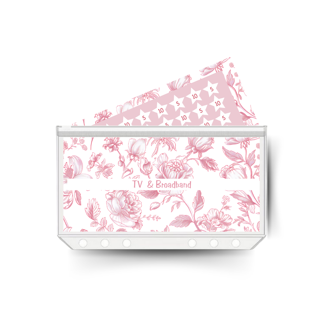 PINK FLORAL insert,  savings challenge & luxe PP cash envelope