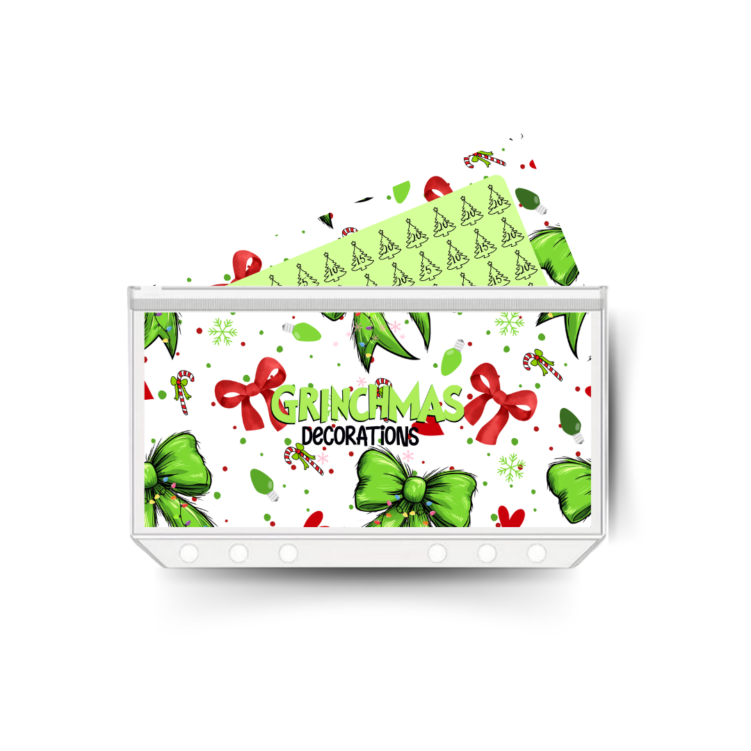 CHRISTMAS DECORATIONS insert,  savings challenge & luxe PP cash envelope