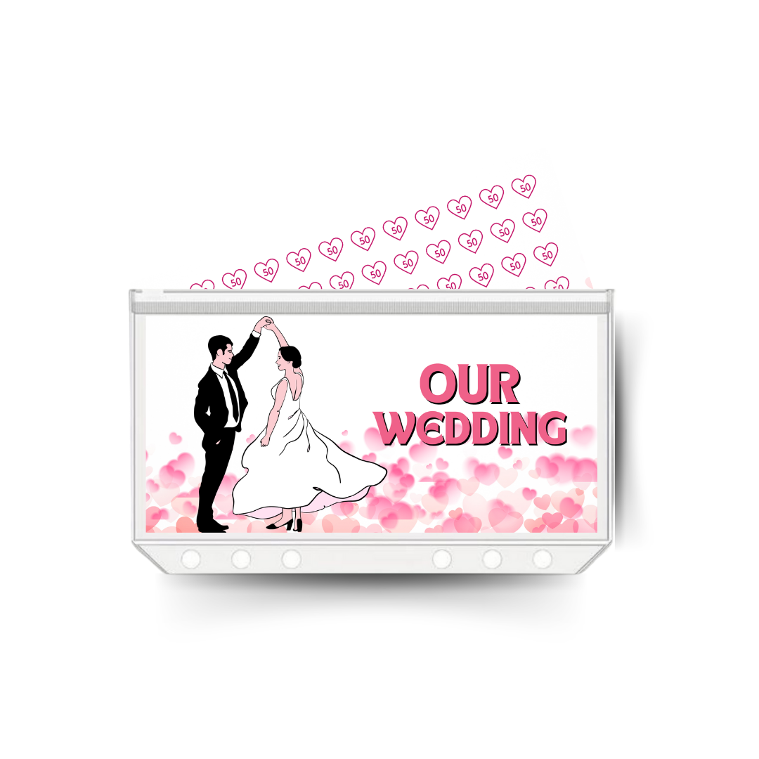 WEDDING savings insert, tracker & twin pocket wallet A6