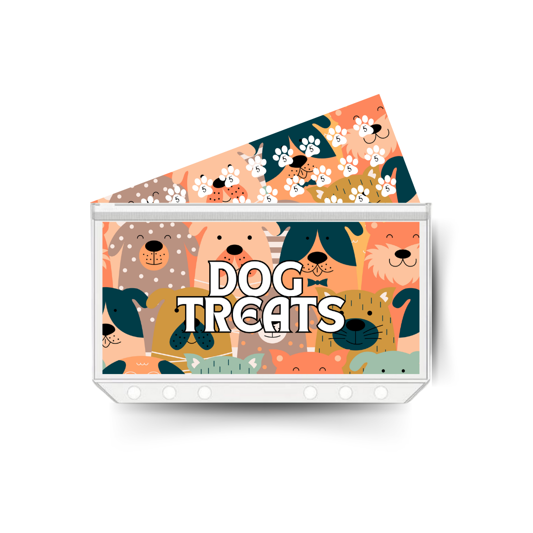 DOG TREATS savings insert, tracker & twin pocket wallet A6