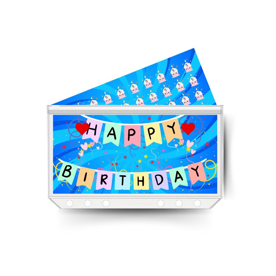 BIRTHDAY savings insert, tracker & twin pocket wallet A6