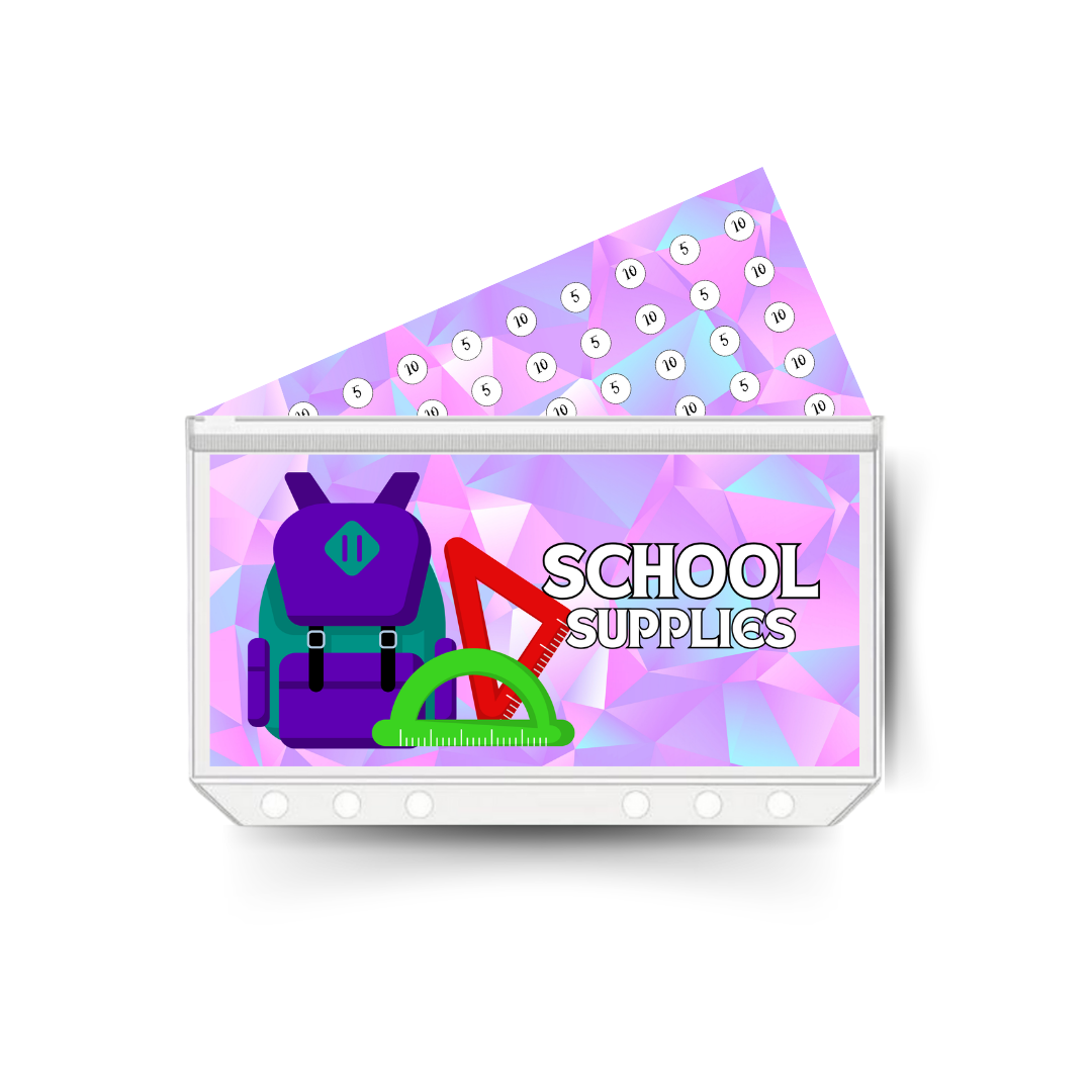 SCHOOL SUPPLIES savings insert, tracker & twin pocket wallet A6